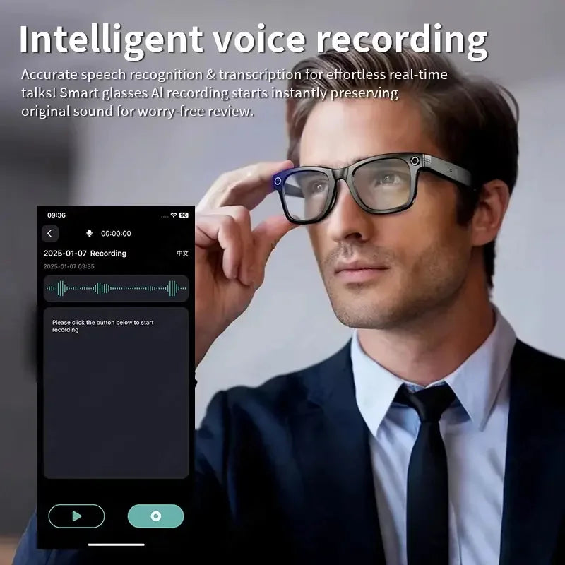 2026 AI Smart Glasses with 8MP Camera Video Recording 20+ Languages Translation Sunglasses Bluetooth Call Music Play Men Women