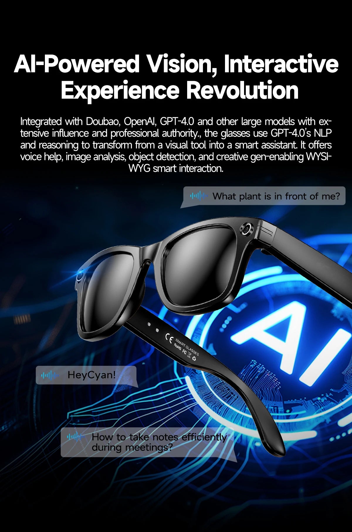 2026 AI Smart Glasses with 8MP Camera Video Recording 20+ Languages Translation Sunglasses Bluetooth Call Music Play Men Women