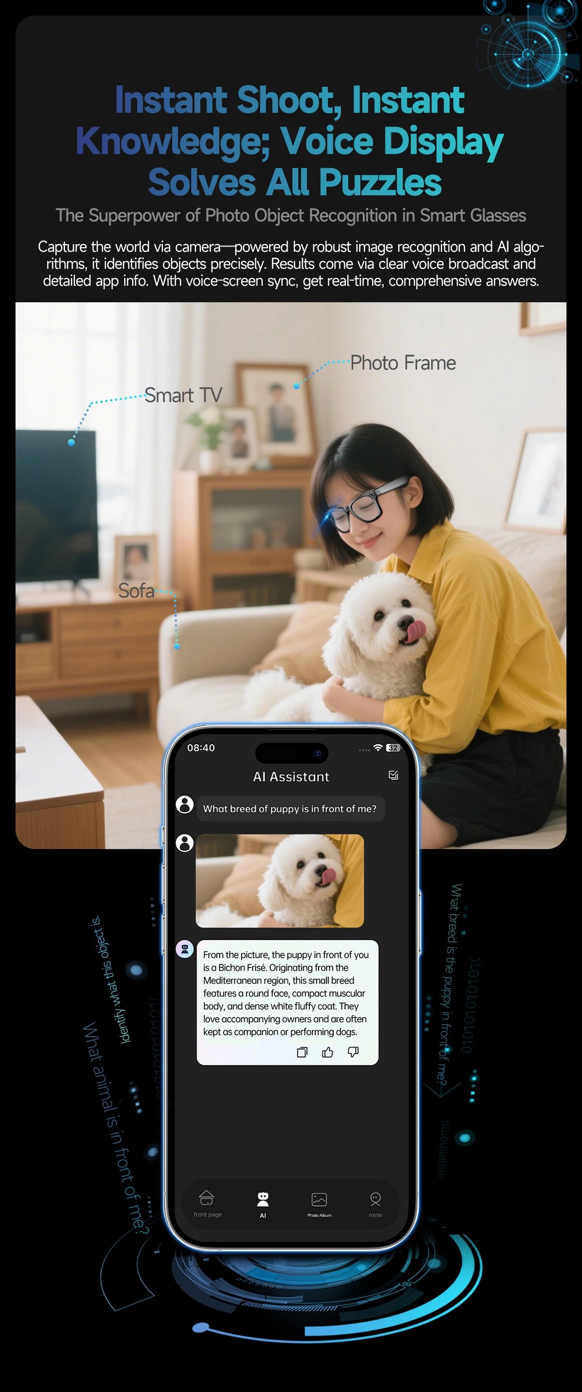 2026 AI Smart Glasses with 8MP Camera Video Recording 20+ Languages Translation Sunglasses Bluetooth Call Music Play Men Women