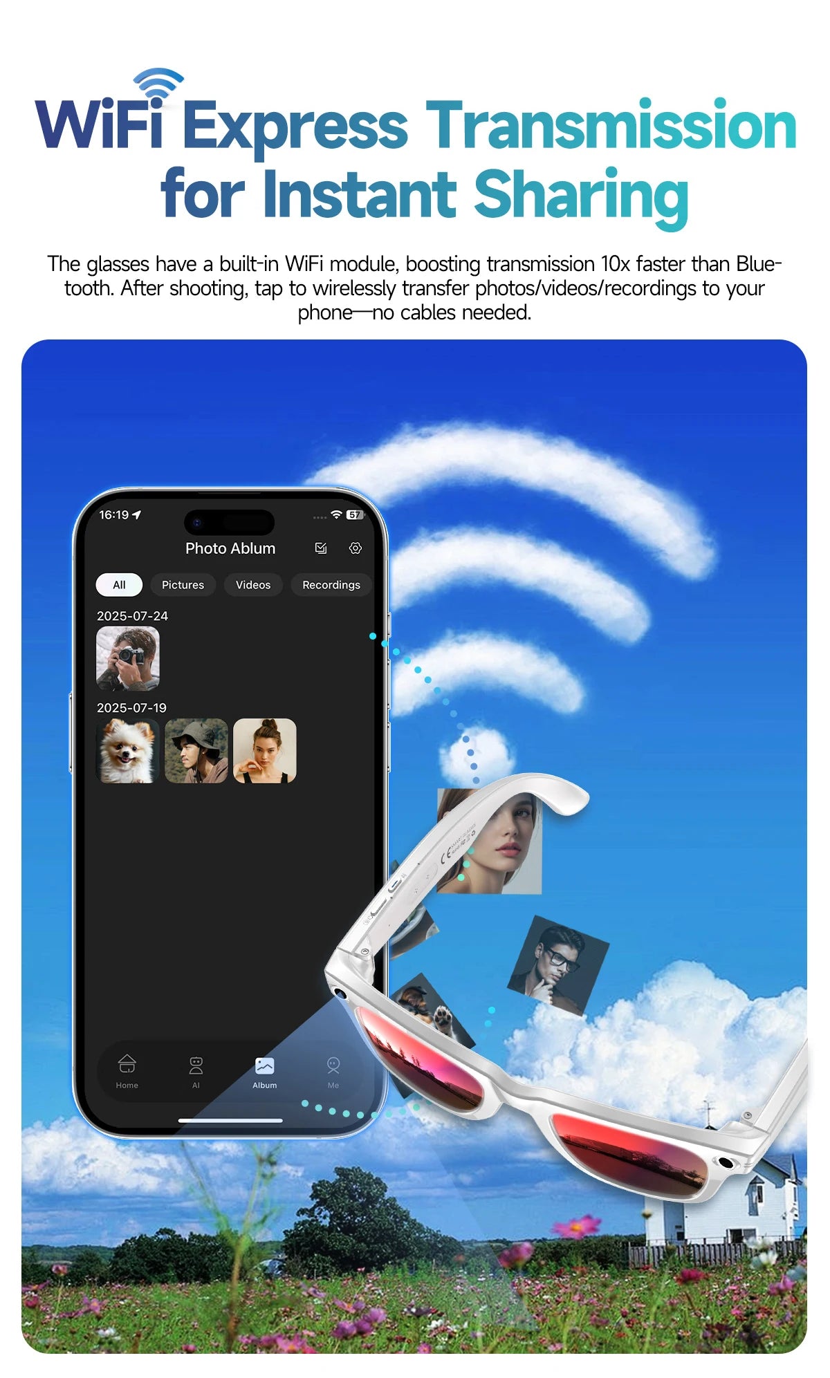 2026 AI Smart Glasses with 8MP Camera Video Recording 20+ Languages Translation Sunglasses Bluetooth Call Music Play Men Women