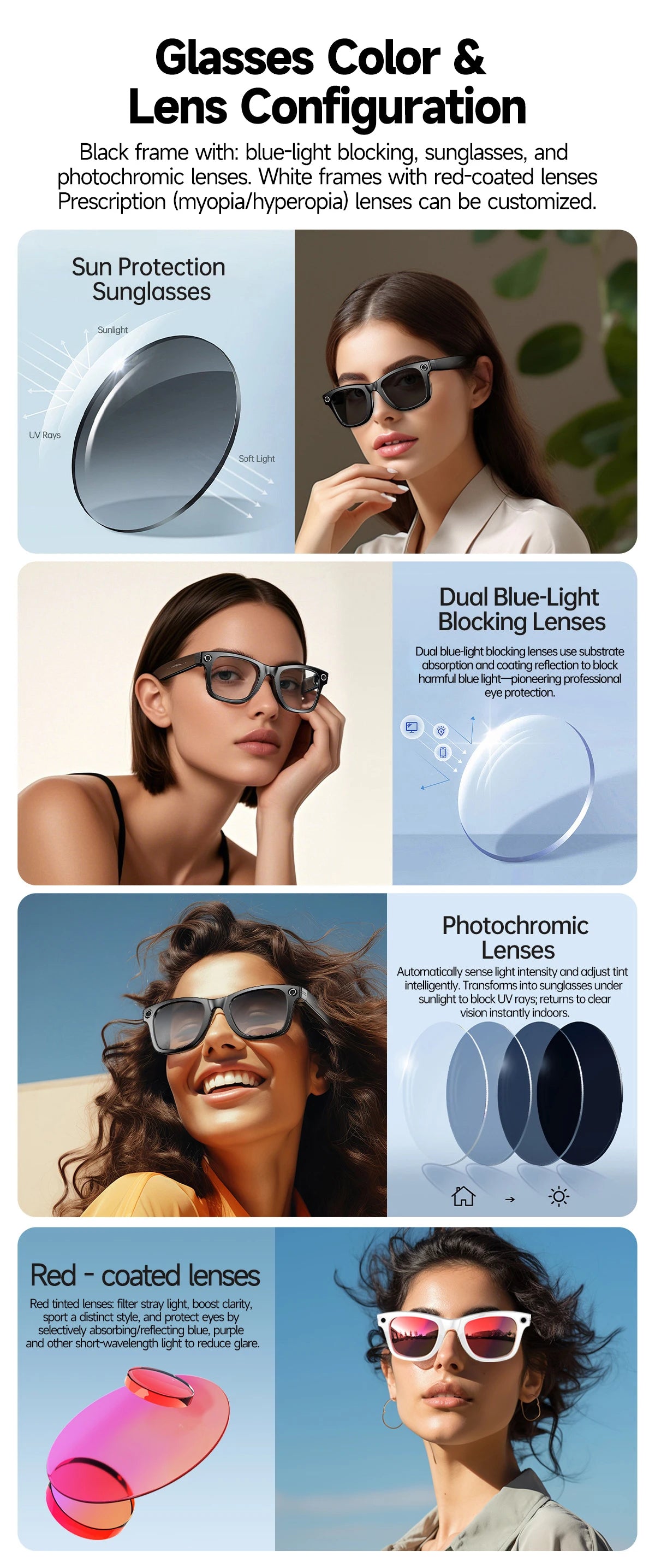 2026 AI Smart Glasses with 8MP Camera Video Recording 20+ Languages Translation Sunglasses Bluetooth Call Music Play Men Women